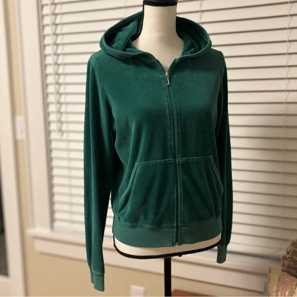 Y2K Juicy Couture Vintage Green Velour Full Zip Tracksuit Jacket 💚 American Made - Picture 5 of 16